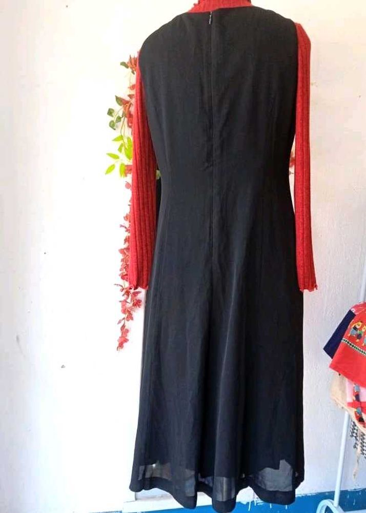 2 piece Chic Black Midi Slip Dress