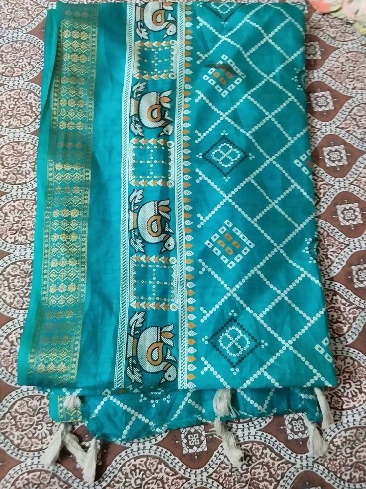 Teal Bandhani Dupatta