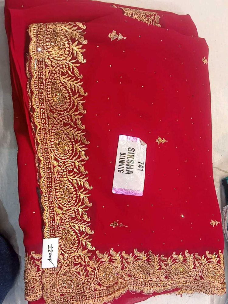 Elegant rose color  Embroidered Saree