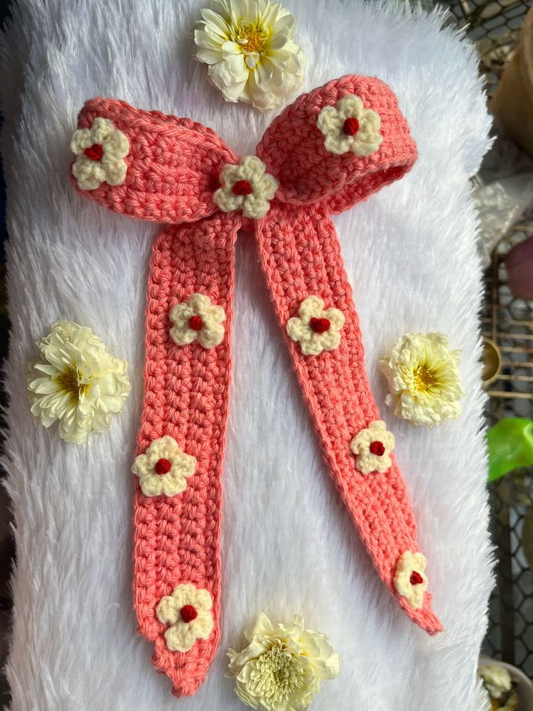 Crochet Floral Bow Hair Accessory