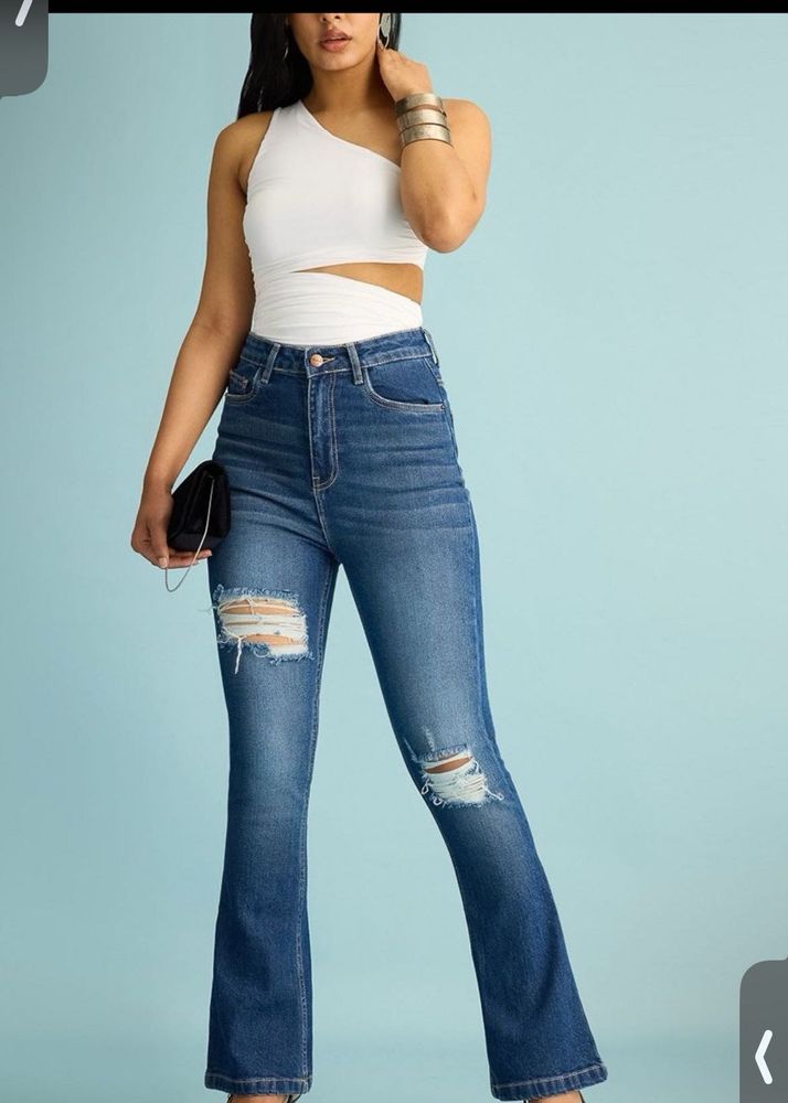 Distressed Flare Leg Jeans By Freakins