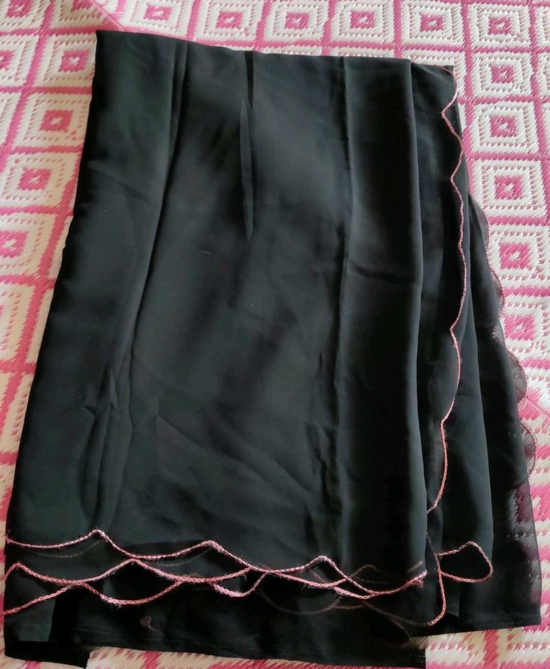 PLAIN SAREE WITH EMBROIDERY BLOUSE