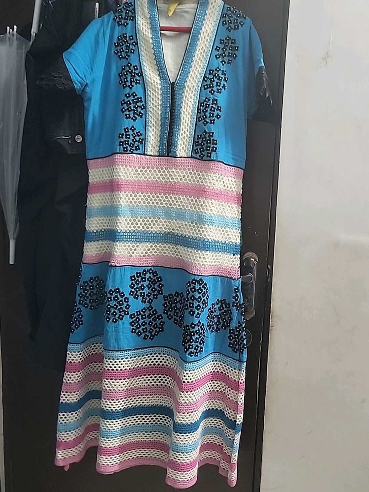 Blue Patterned Summer Dress