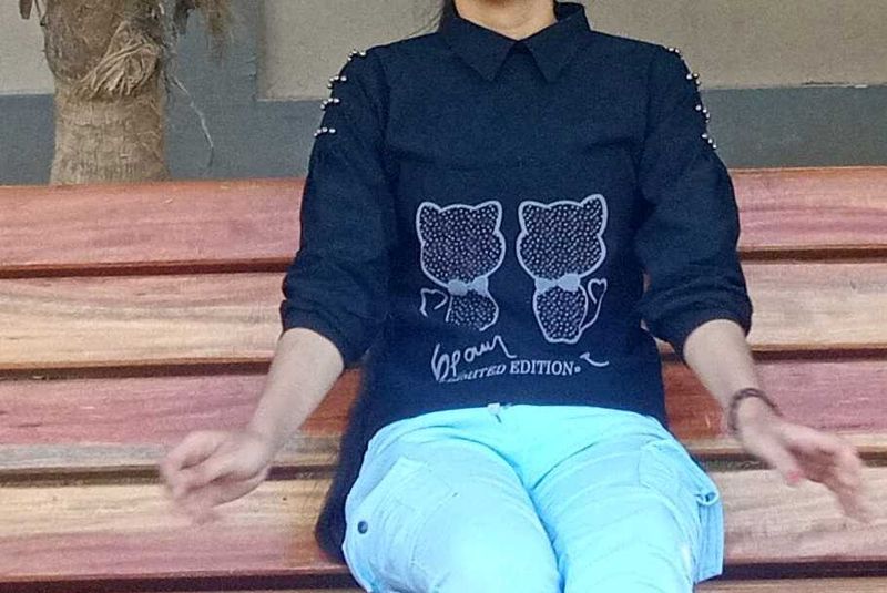 Cute Bear Print Long Sleeve Top