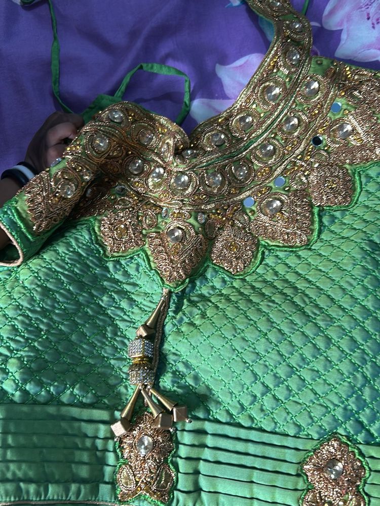 Green &amp; Gold Embellished Indian Outfit