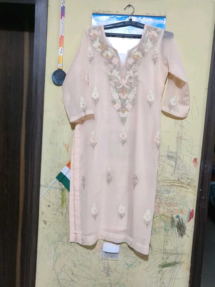 Embroidered Peach Suit Set
