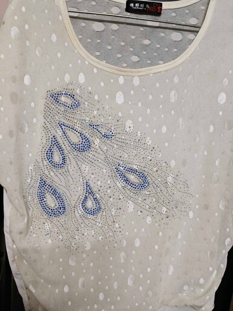 Stylish White Embellished Top