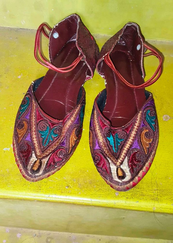 Vintage Embroidered Ankle Strap Shoes