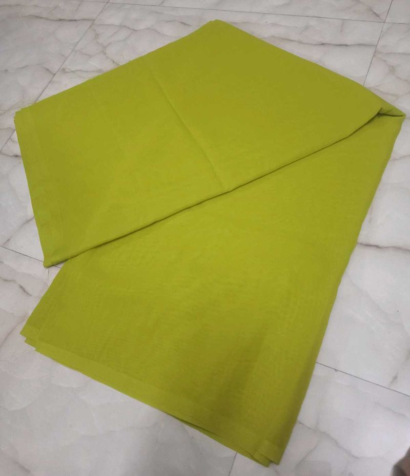 Plan Lime Green Colour Saree