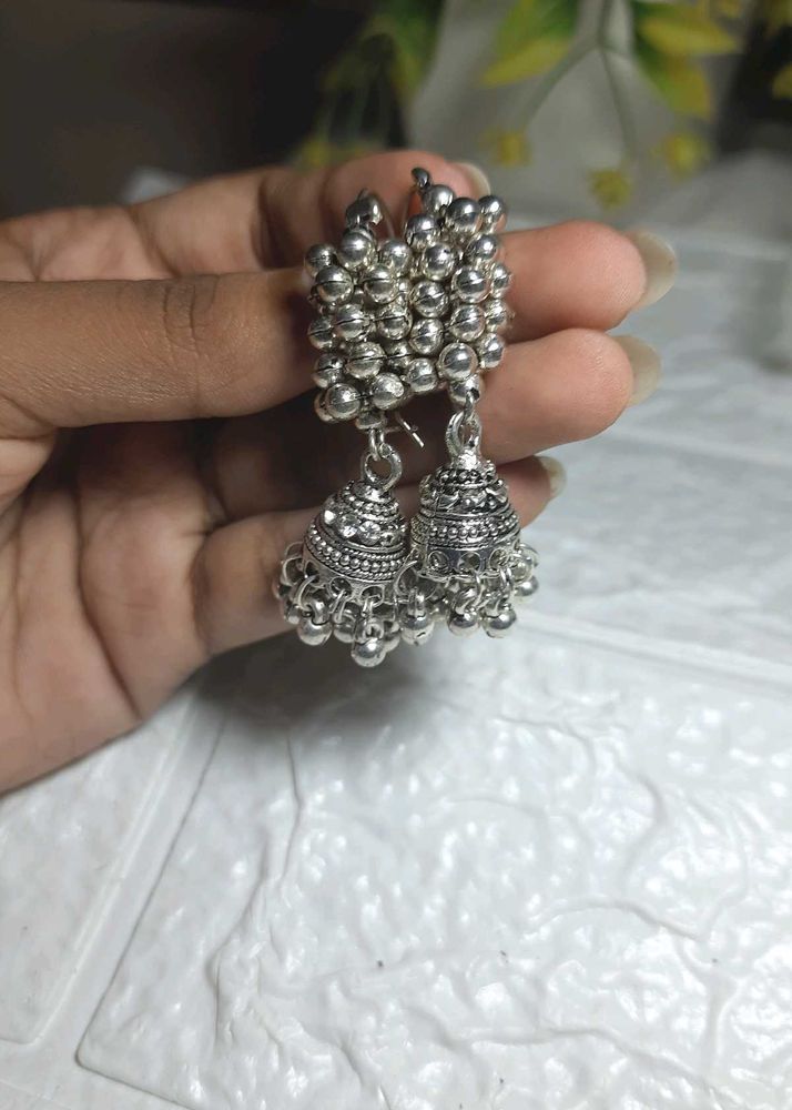 Silver Jhumka Earrings