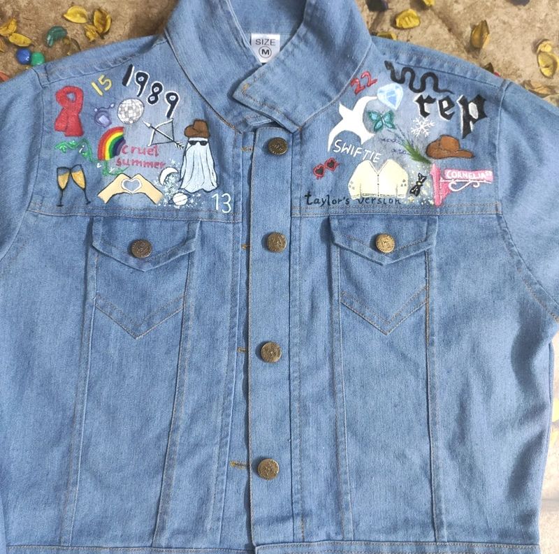 TAYLOR SWIFT ALBUMS INSPIRED HANDPAINTED DENIM