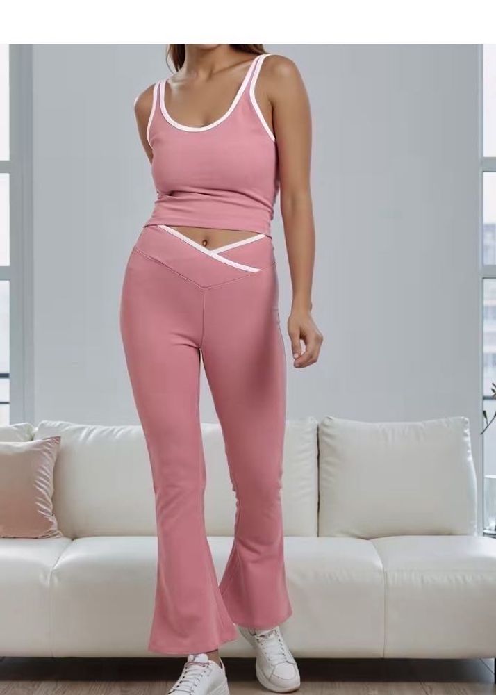 Pink Tank Top &amp; Flare Pant Set co- ord