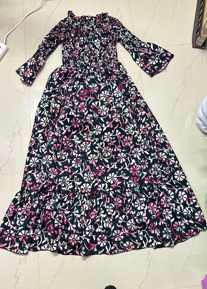 Floral Print Off-Shoulder Dress