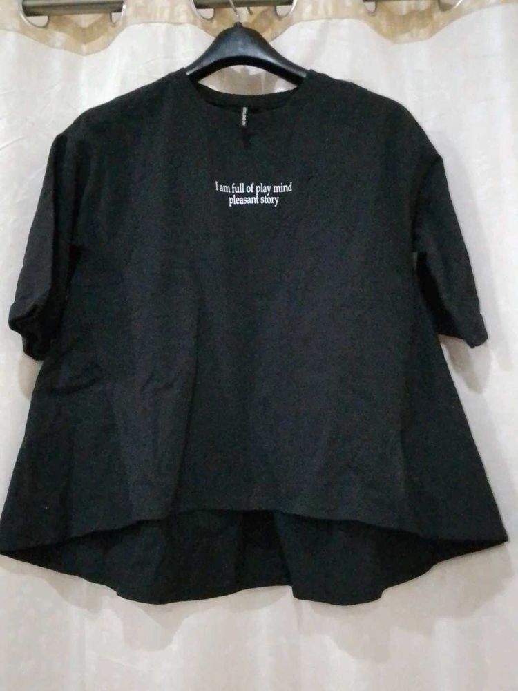 Black Embroidered Tunic Top
