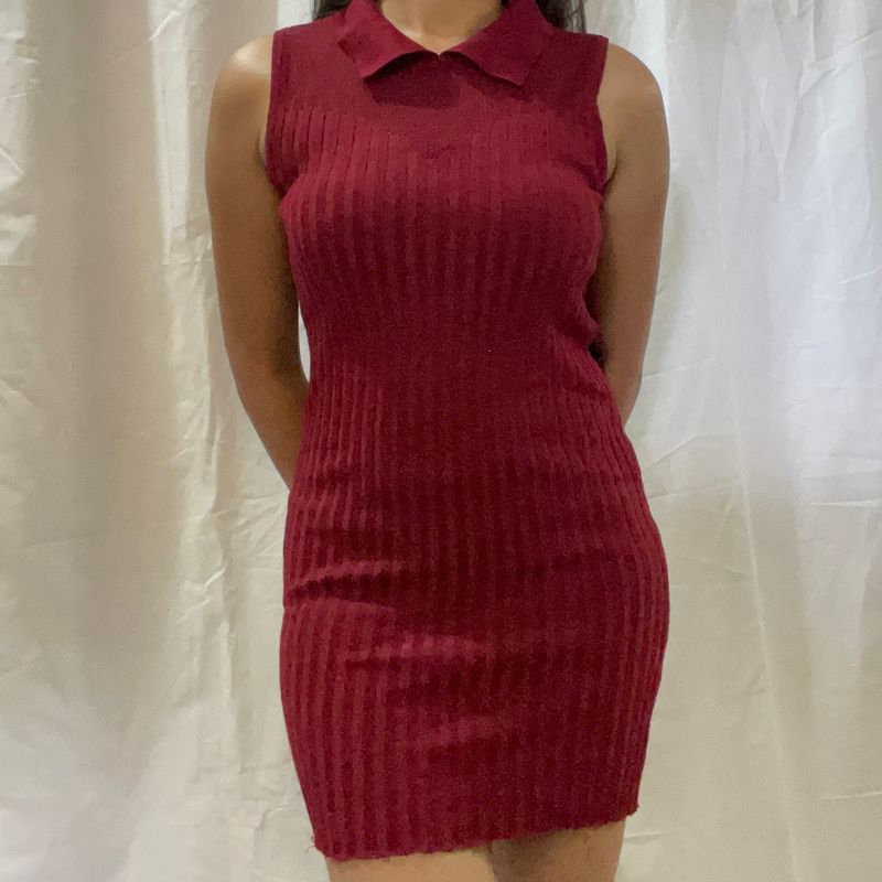 maroon bodycon dress Size - S