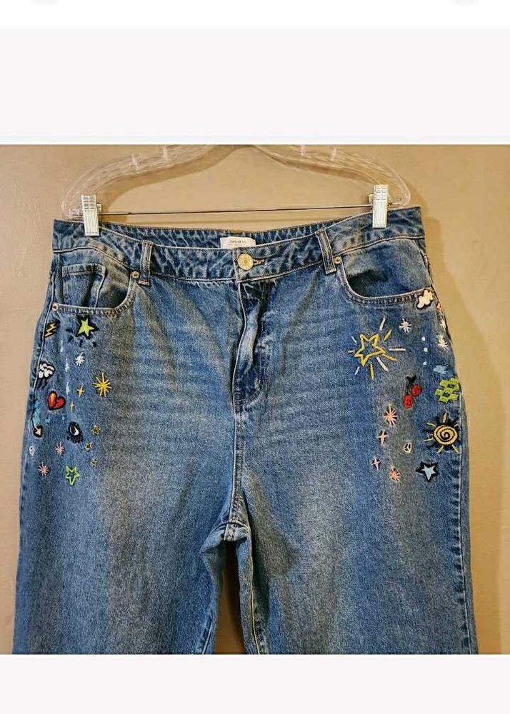 Embroidered Denim Jeans
