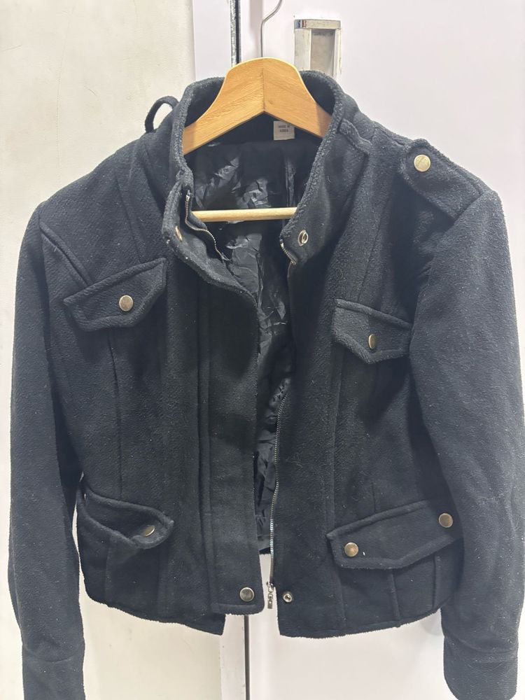 Thrifted Black Military Style Cropped Jacket