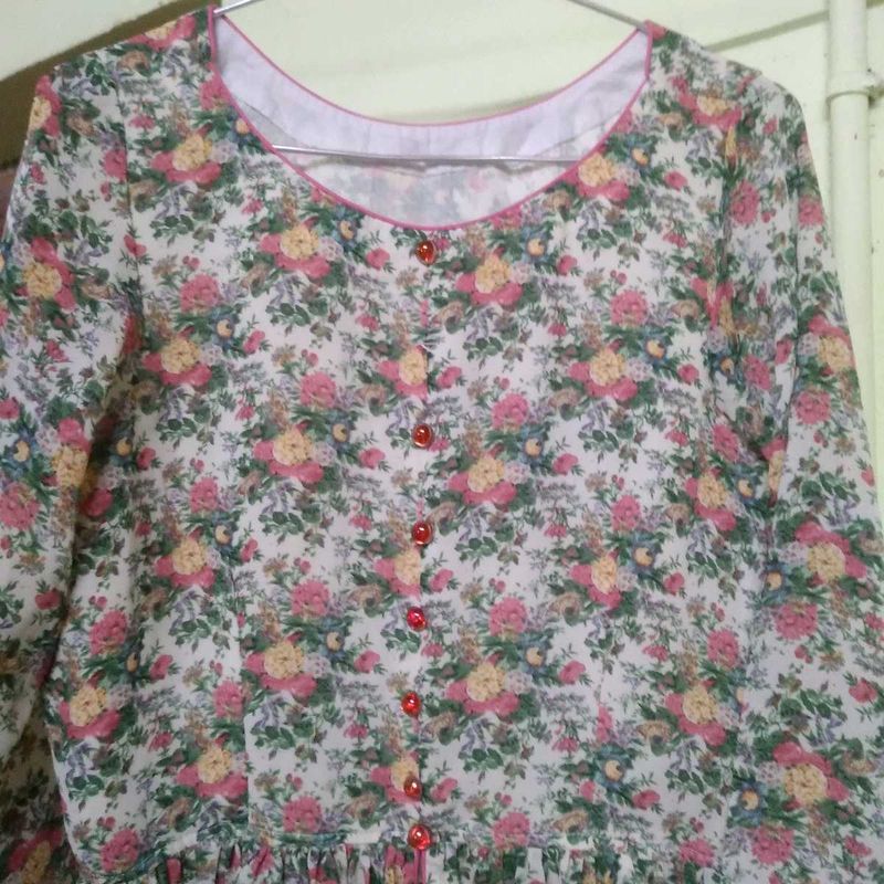 Vintage Floral Print Dress