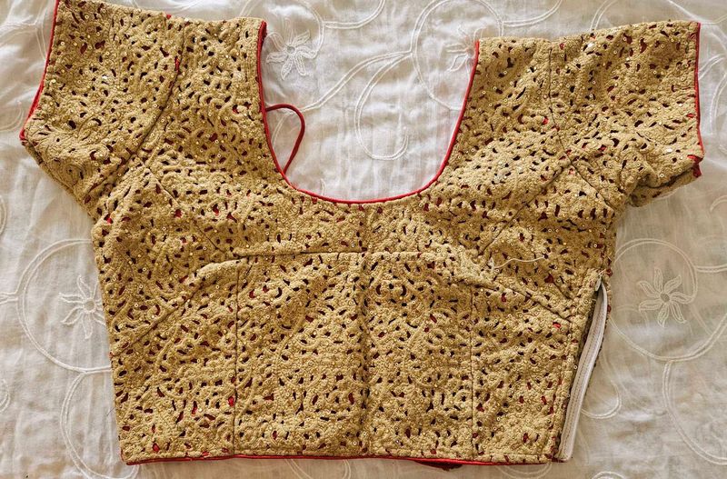 Gold Embroidered Sari Blouse
