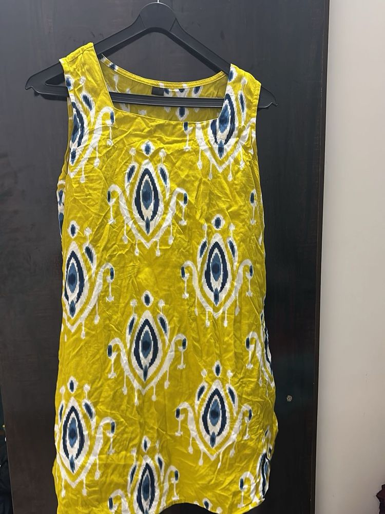 Yellow Printed short kurt