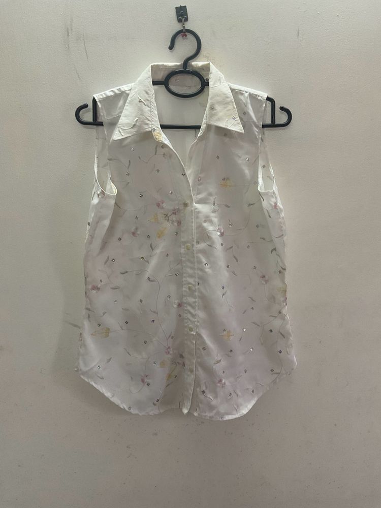 Sleeveless White Top