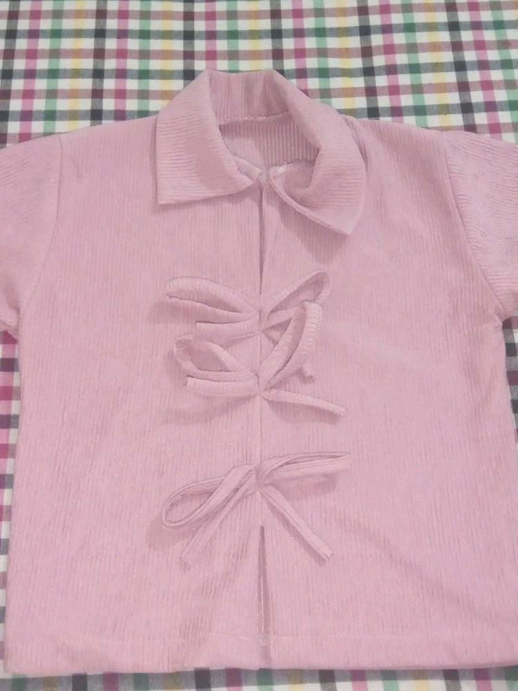 Cute Pink Bow-Front Top