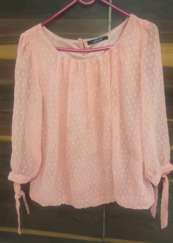 Peach Blouse with Polka Dots