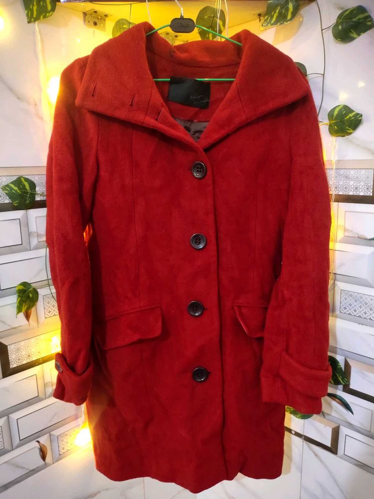 Red Button-Down Coat