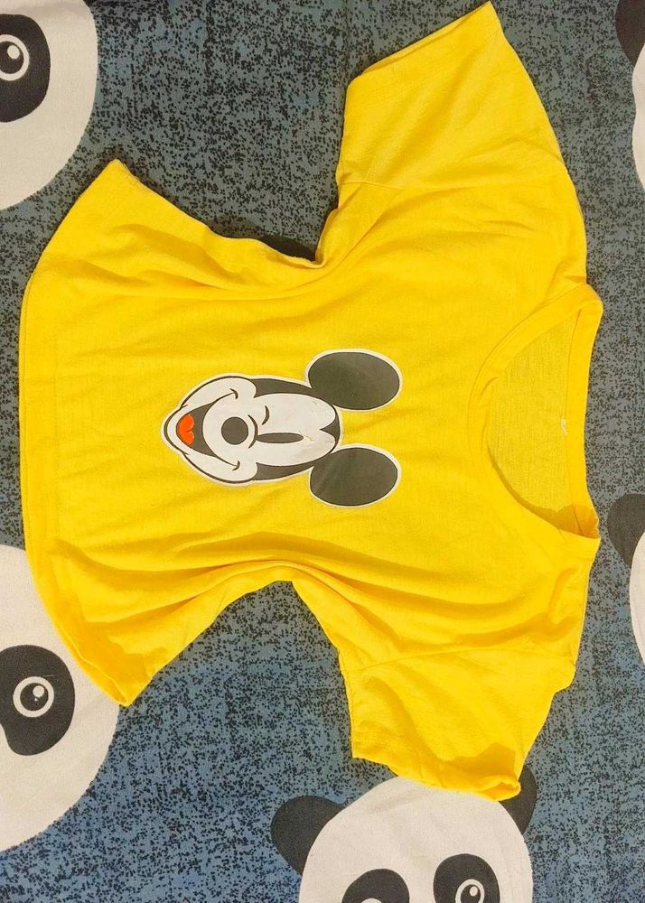 Yellow Mickey Mouse crop top