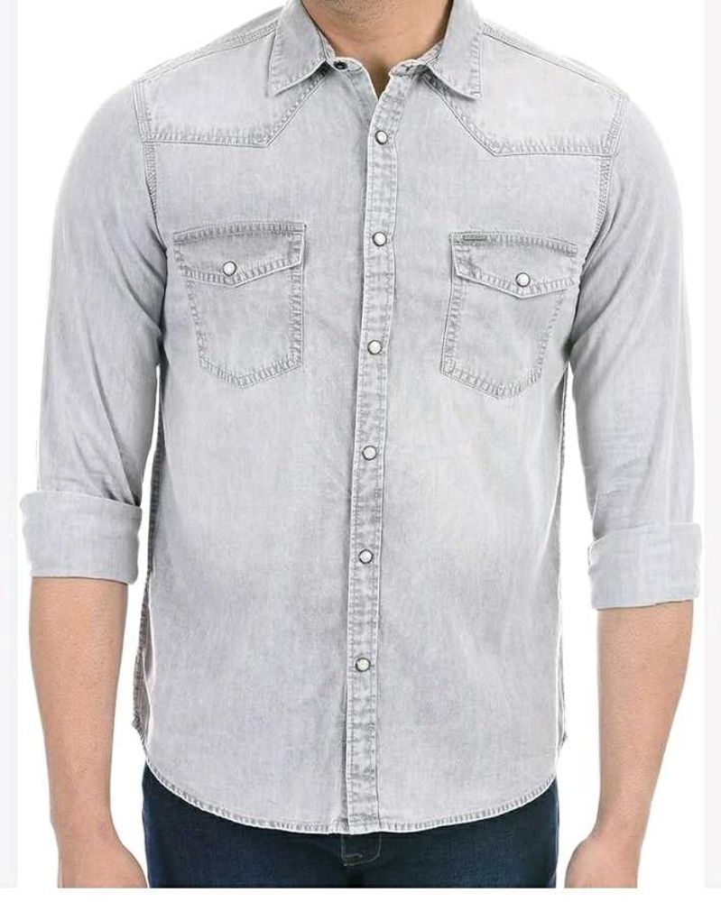 Gray Denim Western Style Shirt