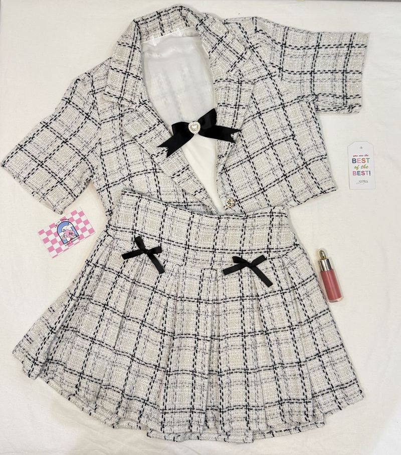 Imported 3 Piece Cute Plaid Skirt Set
