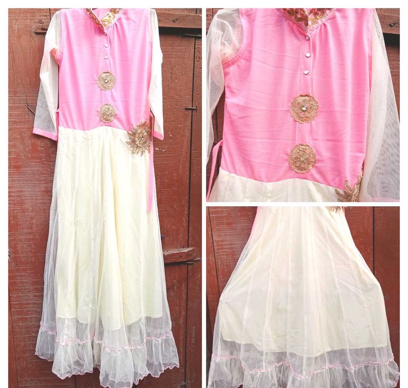 Pink &amp; Cream Embellished Dress