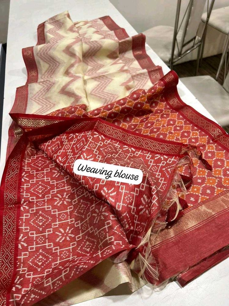 Tussar Silk saree Zig Zag Design