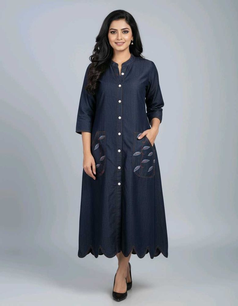 Denim Midi Shirt Dress