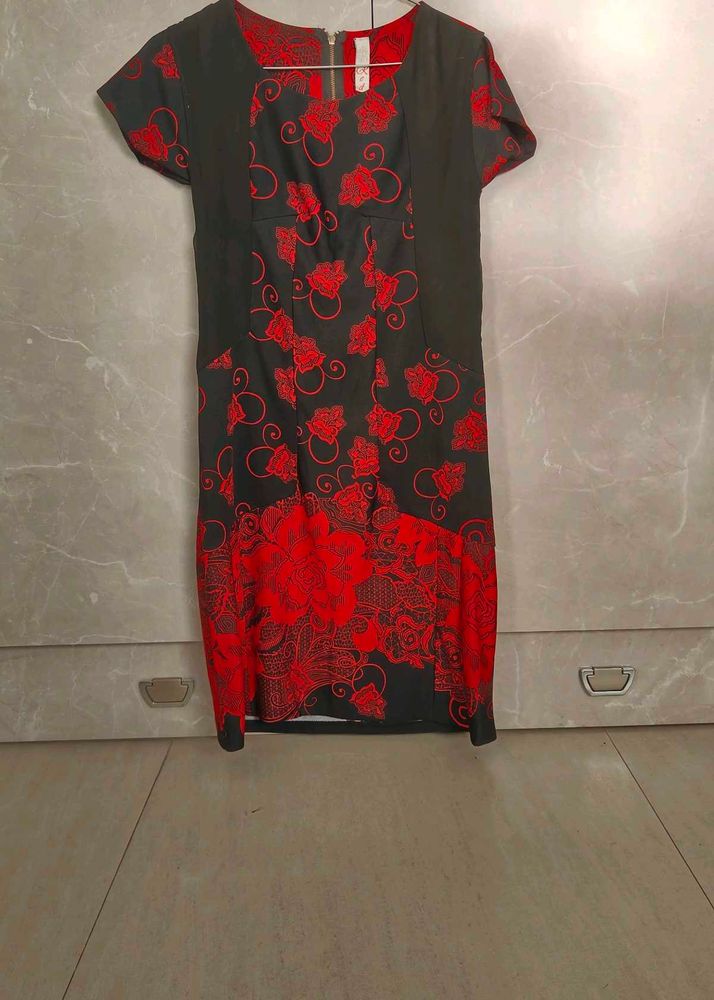 Red And Black Floral Dress