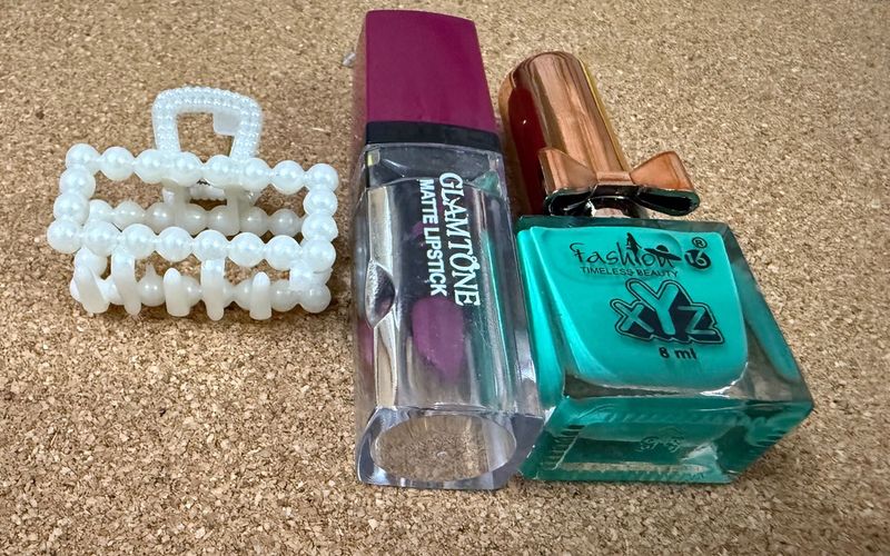 Makeup Bundle: Lipstick, Polish &amp; Hair Clip