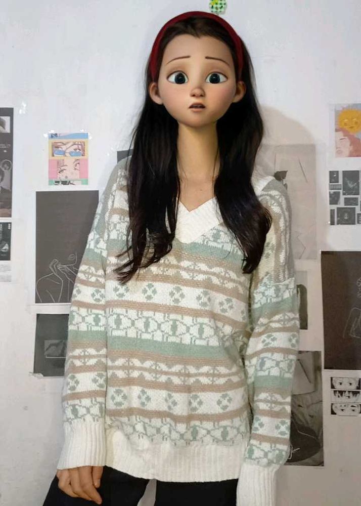 V NECK KNITTED SWEATER