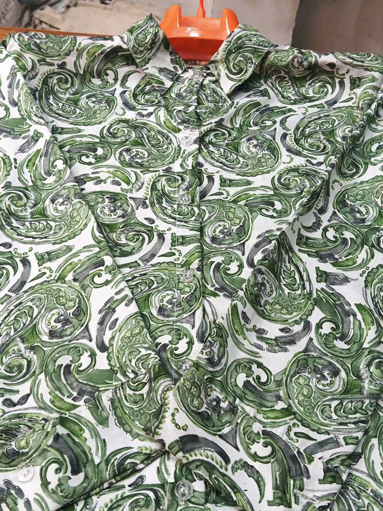 Green Paisley Button-Down Shirt