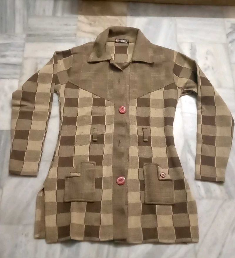 Vintage Checkered Coat Sweater