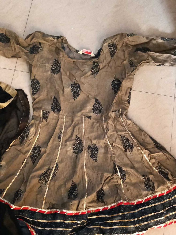 Dress Kurti Palazzo Set With Dupatta