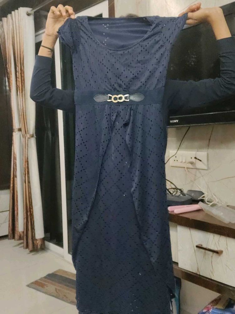 Navy Blue Midi Dress