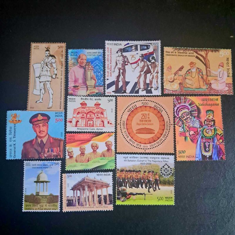12 Collectible INDIAN STAMPS