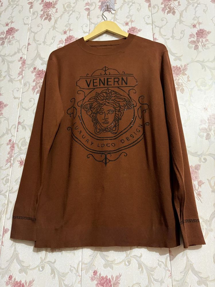 Brown Graphic Print Long Sleeve