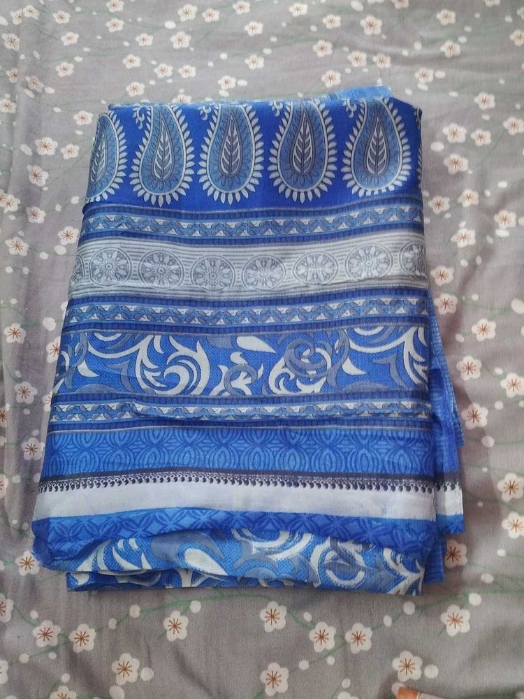 Printed Blue Saree