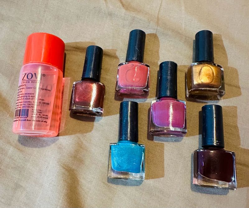 6 Nail Paints And Remover