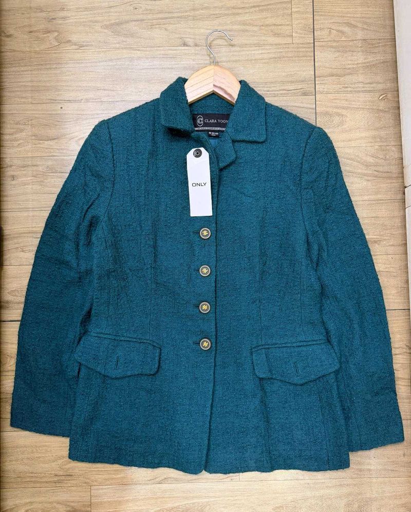 Teal Tweed Blazer -