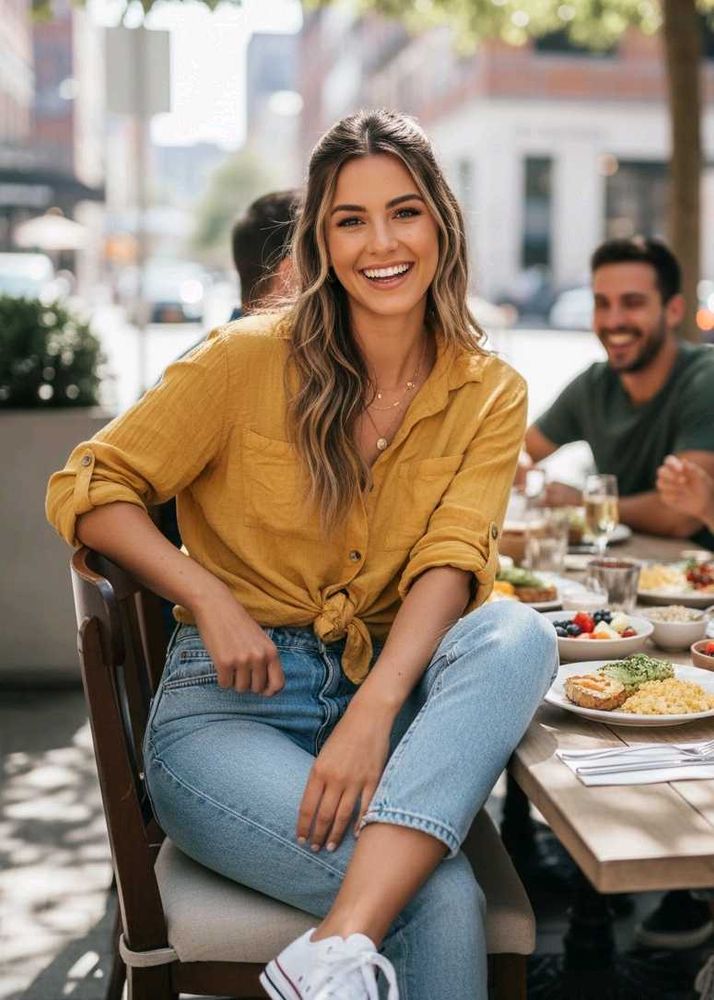 ✨Mustard Yellow Tie-Front Top✨