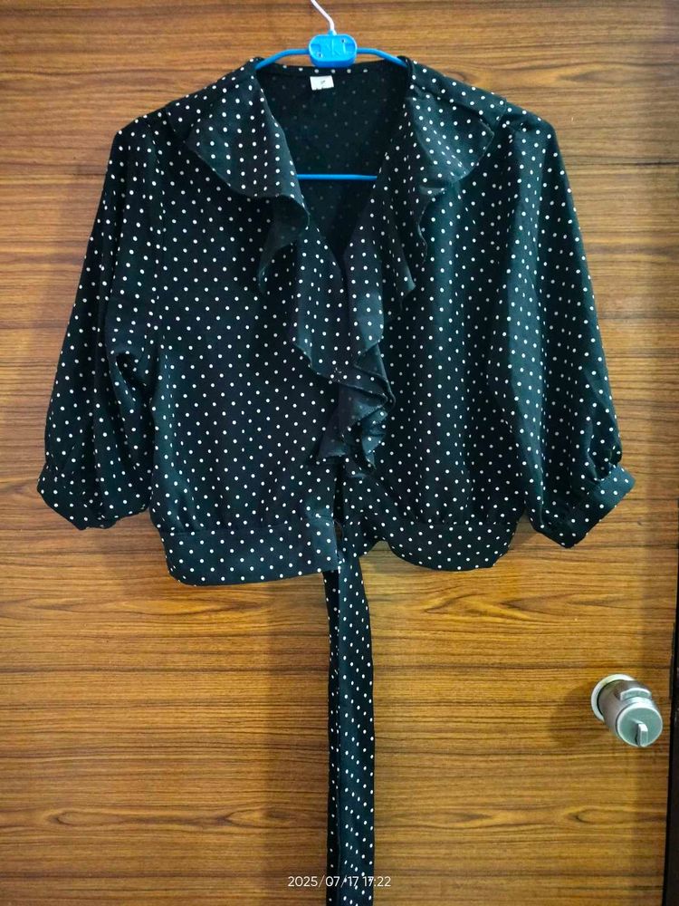 Polka Dot Ruffle Blouse