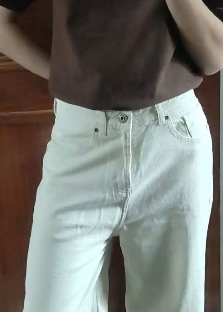 White Straight Leg Denim Jeans