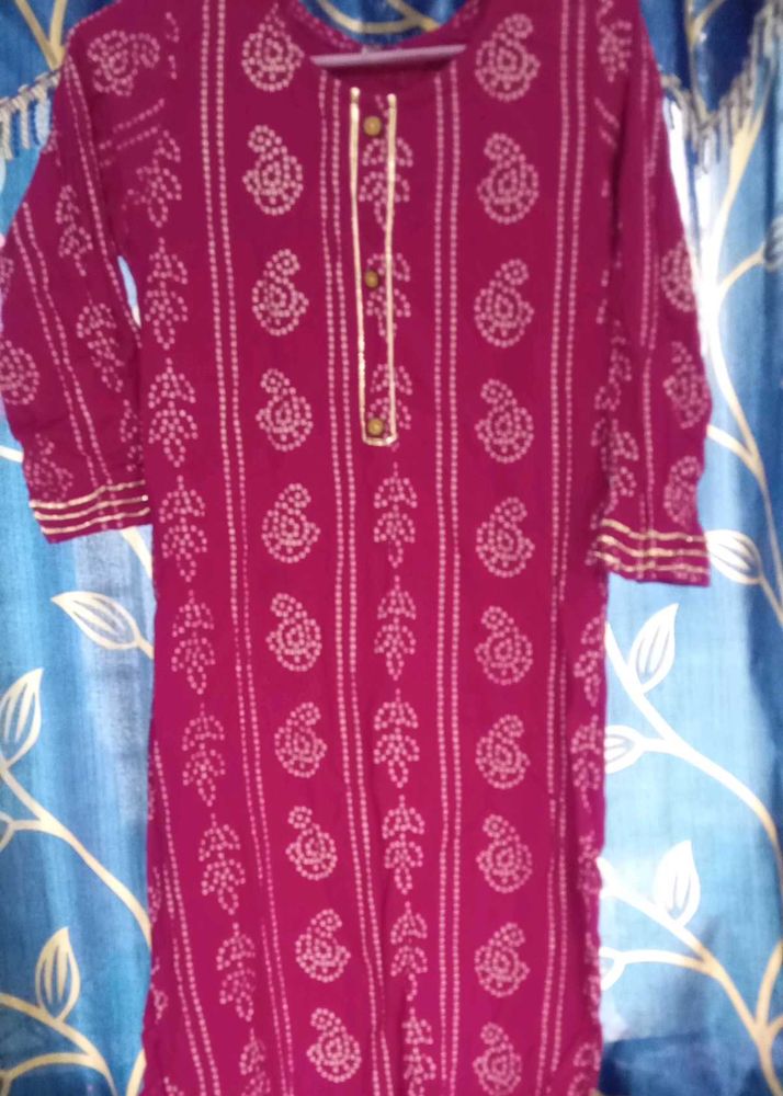 Pink  Printed Kurti